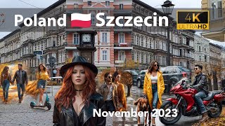 Street walk ☁️ Szczecin 🇵🇱 Poland  November 2023 4k [upl. by Brittne]