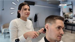 Cute Ukrainian Barber ASMR  Complete Haircut amp Shave Session 35 [upl. by Bevan]