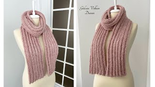 ŞİPŞAK KOLAY ÖRGÜ ATKI YAPIMI  TIĞ İŞİ  CROCHET SCARF [upl. by Wayolle]