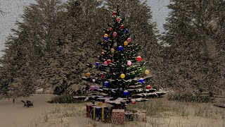 Weihnachtsmann mit Rentierschlitten Weihnachtsbaum Geschenken Wald Winterlandschaft als 3D Animation [upl. by Lisabet390]