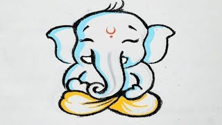 Cute 🥰 Gannu Drawing  Cute Ganesha Drawing  Ganesha Drawing Step by Step  ganesh  PD [upl. by Enitsuga384]