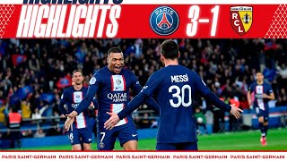 HIGHLIGHTS  PSG 31 LENS  KYLIAN MBAPPE VITINHA amp LEO MESSI ⚽️ [upl. by Shimkus566]