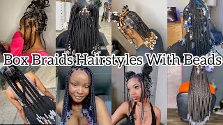 100 Cute Box Braids Hairstyles With Beads🔥Best Box Braids Ideas For all black women [upl. by Blane674]