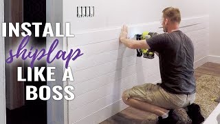 🔨 How to Install Shiplap on a Wall  DIY [upl. by Harvison]