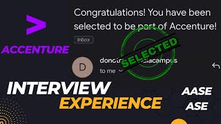 Accenture Interview Experience  How I got selected into Accenture  AASE ASE Recruitment Process [upl. by Renrut]