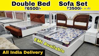 CHEAPEST FURNITURE MARKET DELHI🔥Double Bed 6000 5 seater sofa 6500 Almirah 2200 Furniture Market [upl. by Anyzratak]