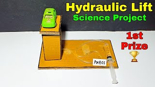 How to make hydraulic lift for science project  School science project hydraulic lift [upl. by Ecnal817]