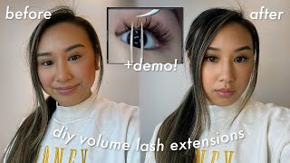 DIY VOLUME LASH EXTENSIONS ATHOME APPLICATION DEMO [upl. by Lamprey317]