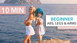 10 MIN BEGINNER FULL BODY WORKOUT  100 Standing for Abs Legs amp Arms I with noonoouri [upl. by Llyrad]