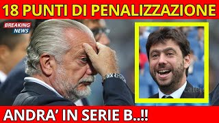 UFFICIALE 18 PUNTI DI PENALIZZAZIONE CLUB IN SERIE B  CALCIO NEWS [upl. by Zehe660]