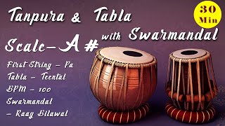 A Scale Tanpura  Tabla  Teentaal  BPM  100  Swarmandal  Raga Bilawal [upl. by Eciuqram922]