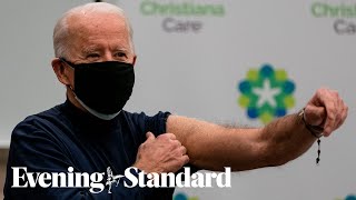 US Presidentelect Joe Biden gets Covid vaccine live on television [upl. by Ahsaya]