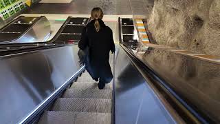 Sweden Stockholm Västra Skogen Subway Station 1X escalator  going down to platform level [upl. by Hart192]