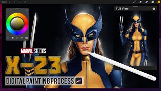 X23 Laura Kinney Dafne Keen  Digital Painting Process Procreate Timelapse  Marvel Studios [upl. by Inalel]