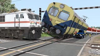 Train vs Train  Two Trains Crossing each other at Diamond Crossing  Train Simulator 2022 [upl. by Acimot]