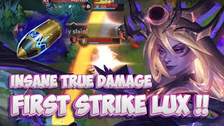 FIRST STRIKE LUX  insane combo dark cosmic lux gameplay  Wild Rift Build  Runes [upl. by Aicilic455]