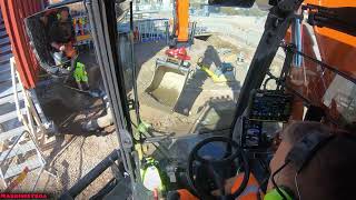 Hitachi ZX1507 with Rototilt moving steel plates and dig further on the district heating 💪😃 [upl. by Halsey]