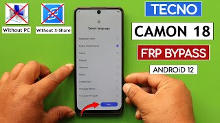 Tecno Camon 18 Android 12 Frp BypassUnlock Without PC  Without XShare Transfer Method 2024 [upl. by Falzetta]