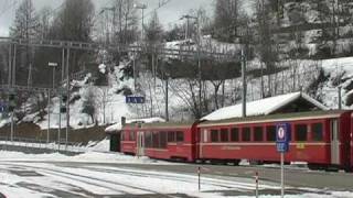 Trains on RHB network at Filisur Bergun Surava Tiefencaste Landwasser Part 2 [upl. by Devehcoy268]