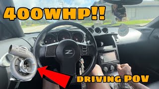 SINGLE TURBO 350Z POV DRIVE Turbo Sounds [upl. by Naihtniroc]