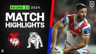 NRL 2024  Dragons v Bulldogs  Match Highlights [upl. by Ahsineb]