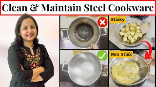 How to Remove Burnt Stain from Stainless Steel Pot  Stainless Steel Cookware Cleaning  Urban Rasoi [upl. by Saum762]