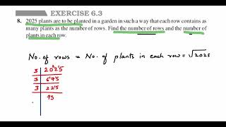 8Q Ex 63 square and square root chapter 6  Class 8 Maths [upl. by Siloa]