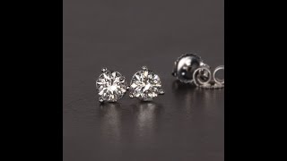 14K White Gold Round Brilliant Diamond Studs 62 Carats [upl. by Aerehs]