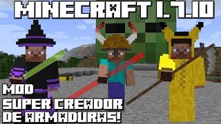 Minecraft 1710 MOD SUPER CREADOR DE ARMADURAS [upl. by Desdee38]