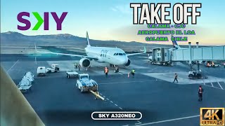 CALAMA  CHILE CJC  TAKE OFF SKY AIRLINES A320 NEO  Seat 22A [upl. by Aredna]