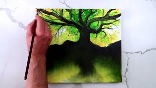 Oak Tree by the Pond  Acrylic Landscape Painting Step by Step demo [upl. by Asamot]