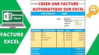 Comment faire une facture automatique sur Excel [upl. by Thorpe]