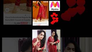 Myntra Dress Review ✨❤️ Red Colour suit with pant amp Dupatta 😍 onlineshopping myntra shorts [upl. by Carena238]