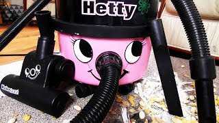 HETTY THE HOOVER Vacuum Cleaner CRUNCH SOUND ➡️ ASMR Vacuuming Dirt of Carpet with Various Tools [upl. by Cara]