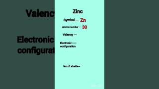 Zinc valency electronic configuration valence electrons shorts chemistry [upl. by Hitt787]