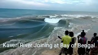 Kaveri joining Bay of Bengal Poombhuhar Nagapattinam district of Tamilnadua rare scene due to o [upl. by Retse]