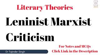 Leninist Marxist Criticism  Literary Theory  NTA NET PGT English [upl. by Nirrep]