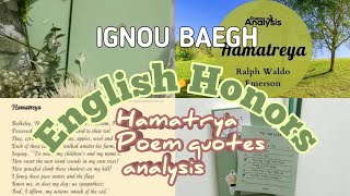 Describe the poem quotHAMATREYAquot written by R W Emerson poem line within 100 words of BEGC 105 exam [upl. by Abie961]