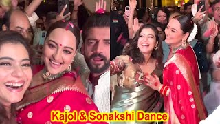 Kajol Dance with Bride Sonakshi Sinha and Zaheer Iqbal at Wedding Reception [upl. by Lev806]