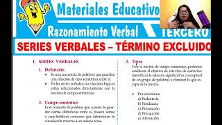 TEMA 3  SERIES VERBALES Y TÉRMINO EXCLUIDO RAZONAMIENTO VERBAL TERCERO DE SECUNDARIA [upl. by Yorztif]