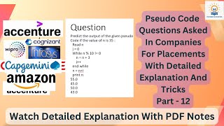 Capgemini pseudocode Questions  Infosys Accenture Part 12 itjobs pseudocode interviewquestions [upl. by Aleck]