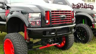 BLACKRED 2012 Ford F250 Truck w 12quot Lift on 24quot Mud Grappler [upl. by Animrac]