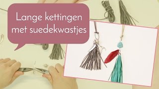 Sieraden maken met Kralenwinkel Online lange kettingen met suedekwastjes [upl. by Diane]