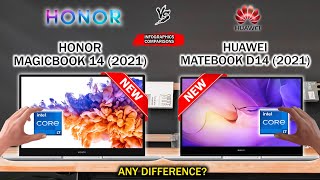 HONOR MAGICBOOK 14 2021 VS HUAWEI MATEBOOK D14 2021 [upl. by Yreved120]