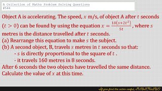 A Collection of Maths Problem Solving Questions 544 Algebra  Direct Proportion [upl. by Yenruogis883]