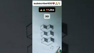 Easy 3D Heart Drawing on Graph Peper😵shortvideo drawing opticalart viralvideo art [upl. by Yrakcaz]