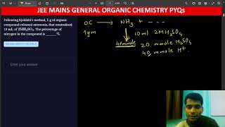 Following Kjeldahls method 1g organic compound released ammonia that neutralised 10 mL of 2MH2SO4 [upl. by Rebor]