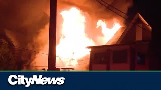 RAW Neighbours evacuated as fire guts Toronto home [upl. by Hsina821]