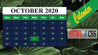 How to Create Calendar With html and css  HTML amp CSS TUTORIALS [upl. by Abocaj]