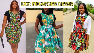 How to Cut and Sew a Simple Pinafore DressStep by step sewing a Short Dress Tutorial [upl. by Toffic48]